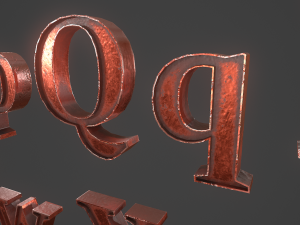 english letters - copper red 3D Model