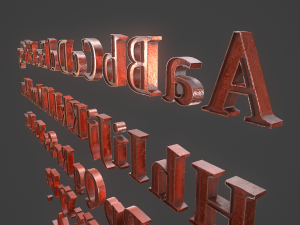 english letters - copper red 3D Model