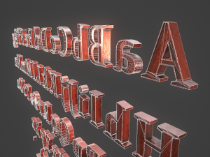 english letters - copper red 3D Model