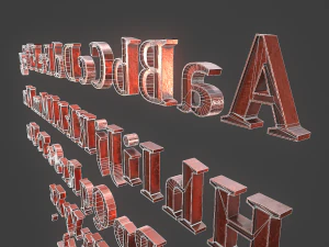 english letters - copper red 3D Model