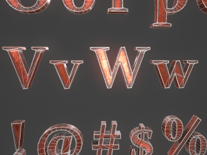 english letters - copper red 3D Model