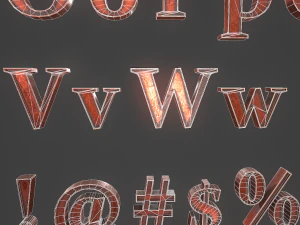 english letters - copper red 3D Model