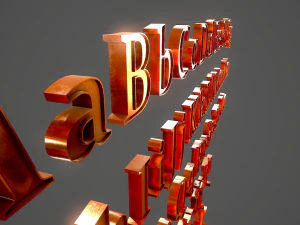 english letters - copper 3D Model