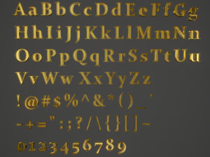 english letters - gold 3D 模型