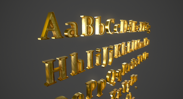 english letters - gold 3D 模型 .c4d .max .obj .3ds .fbx .stl .blend 