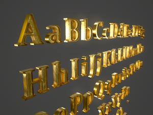 english letters - gold 3D Model