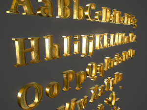 english letters - gold 3D 模型