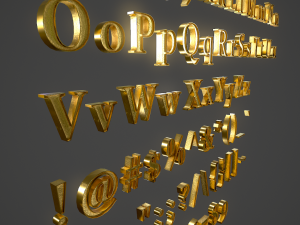 english letters - gold 3D 模型