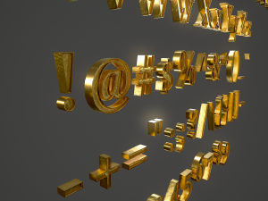 english letters - gold 3D 模型