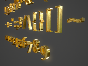 english letters - gold 3D 模型