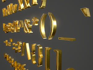 english letters - gold 3D 模型