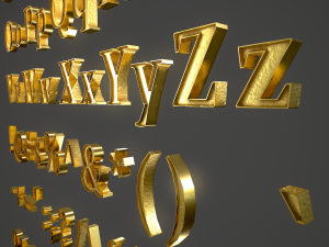 english letters - gold 3D 模型