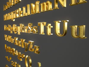 english letters - gold 3D 模型