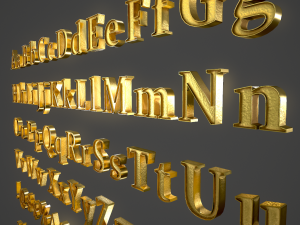 english letters - gold 3D 模型