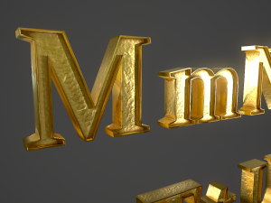 english letters - gold 3D 模型