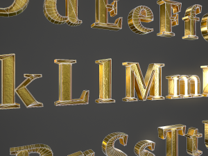 english letters - gold 3D 模型