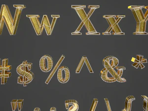 english letters - gold 3D Model