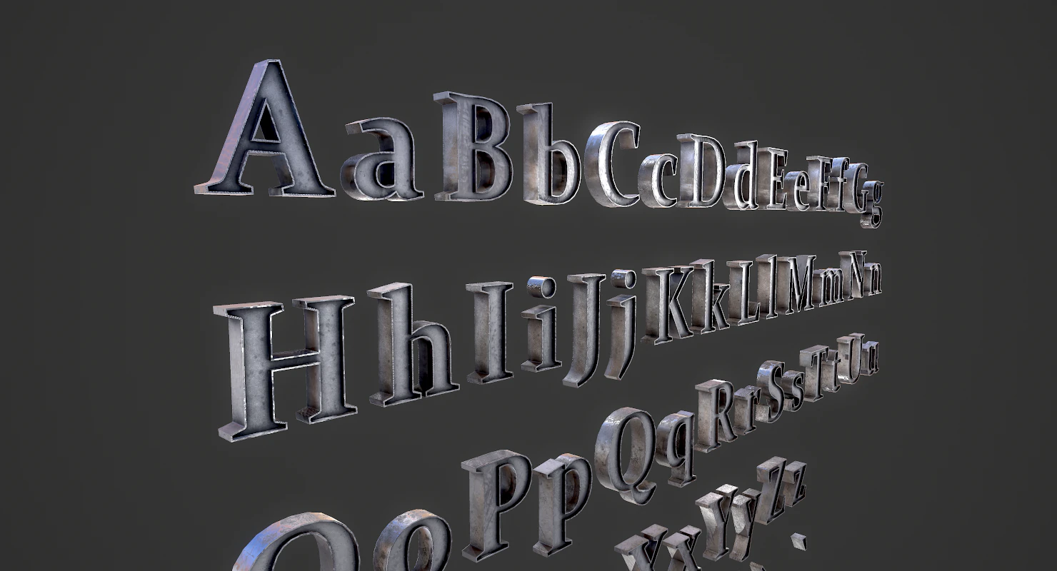 english letters - iron 3D Model .c4d .max .obj .3ds .fbx .stl .blend 