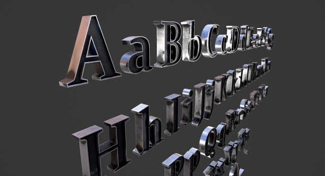 english letters - steel dark 3D Model .c4d .max .obj .3ds .fbx .stl .blend 