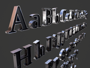 english letters - steel dark 3D Model