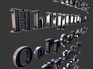 अंग्रेजी अक्षर - स्टील डार्क 3D मॉडल