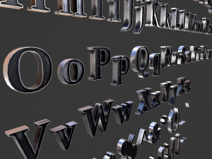 english letters - steel dark 3D Model