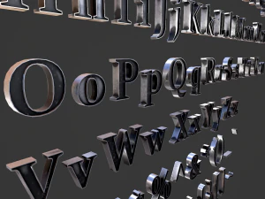 अंग्रेजी अक्षर - स्टील डार्क 3D मॉडल
