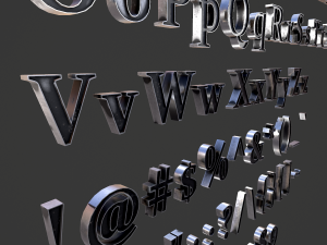 english letters - steel dark 3D Model