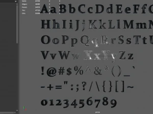 अंग्रेजी अक्षर - स्टील डार्क 3D मॉडल