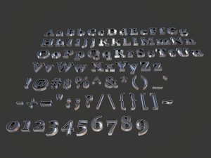 english letters - steel dark 3D Model