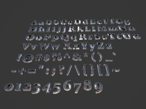 अंग्रेजी अक्षर - स्टील डार्क 3D मॉडल