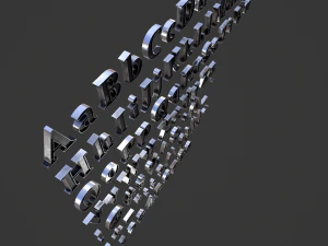 अंग्रेजी अक्षर - स्टील डार्क 3D मॉडल