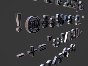 अंग्रेजी अक्षर - स्टील डार्क 3D मॉडल