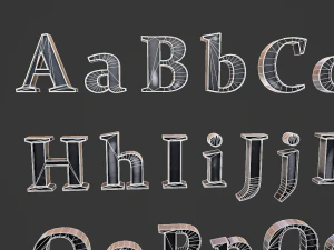 अंग्रेजी अक्षर - स्टील डार्क 3D मॉडल