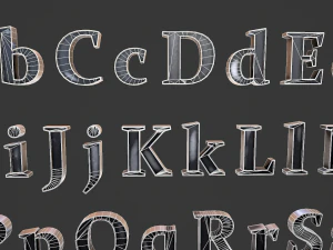 अंग्रेजी अक्षर - स्टील डार्क 3D मॉडल