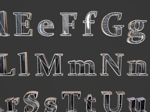 अंग्रेजी अक्षर - स्टील डार्क 3D मॉडल