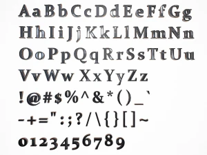 अंग्रेजी अक्षर - स्टील डार्क 3D मॉडल