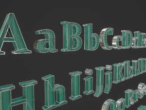 english letters - steel green 3D Model