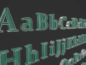 english letters - steel green 3D Model