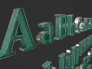 english letters - steel green 3D Model
