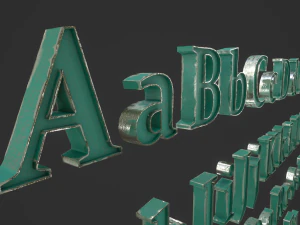 англійські літери - сталевий зелений 3D Модель