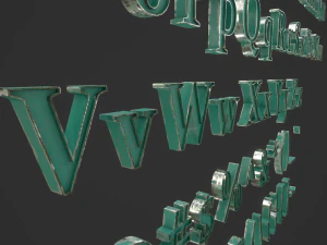 english letters - steel green 3D Model