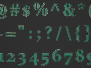 english letters - steel green 3D Model