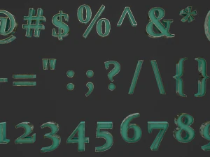 english letters - steel green 3D Model