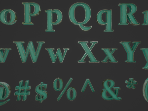 english letters - steel green 3D Model