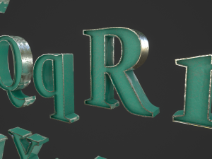 english letters - steel green 3D Model