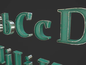 english letters - steel green 3D Model