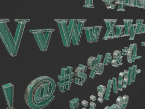 english letters - steel green 3D Model