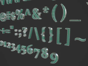 english letters - steel green 3D Model