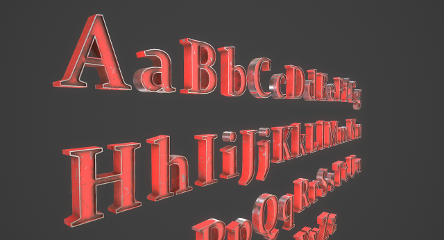 english letters - steel red Modèle 3D .c4d .max .obj .3ds .fbx .stl .blend 
